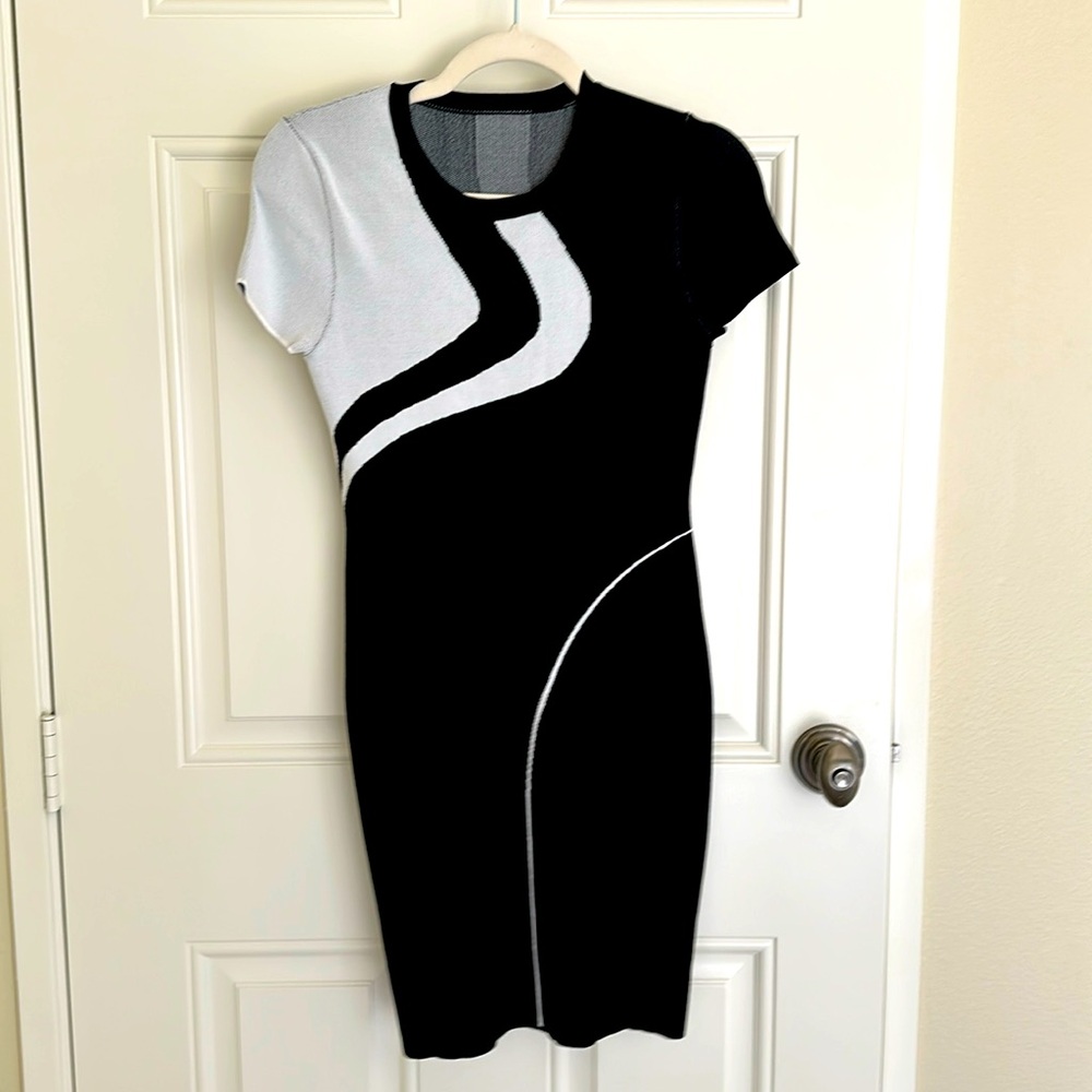 Black and white knit dress